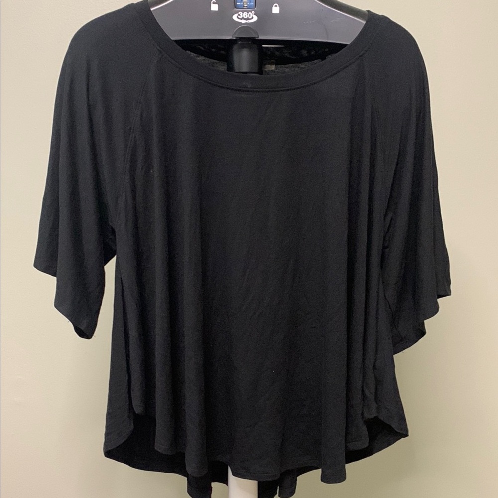NWT Nally & Millie Black Silk Blend Draped Short Sleeve Top Large